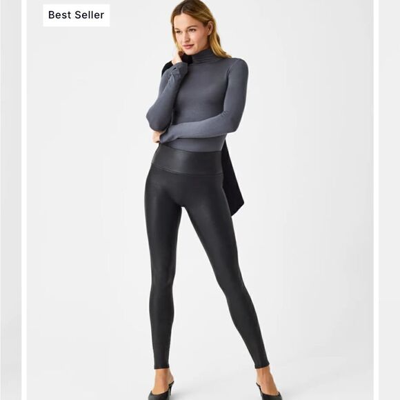 EUC spanx faux leather leggings black small s - Picture 5 of 10